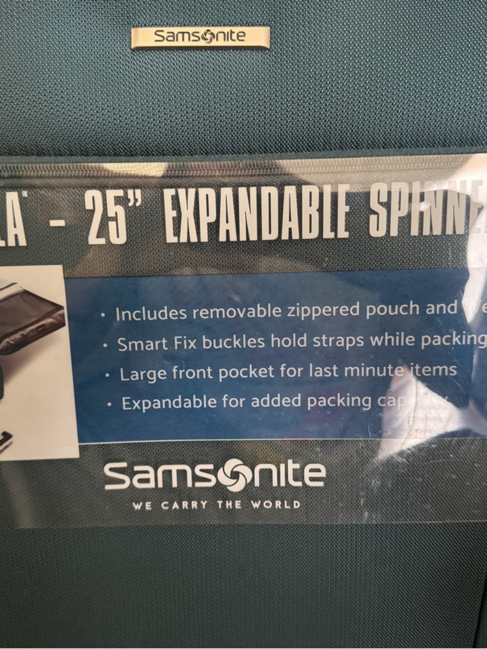 New With Tags-Samsonite Ascella 25” Expandable Spinner Luggage in Teal Green - Picture 2 of 4